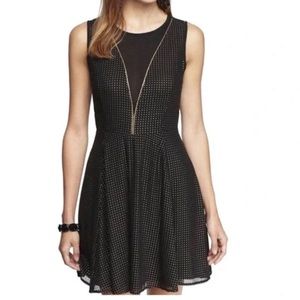 Express fit and flare dot mesh dress